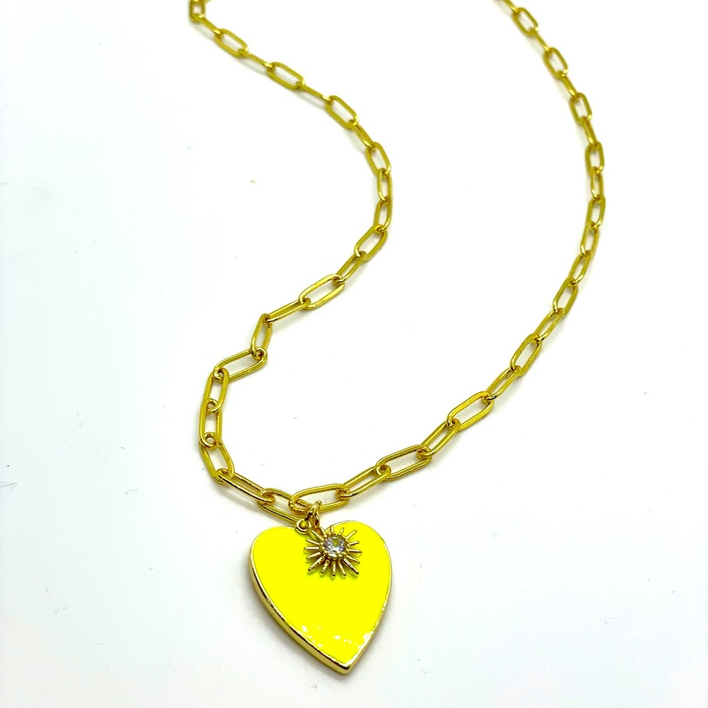 Gold tone paper chain link with charms